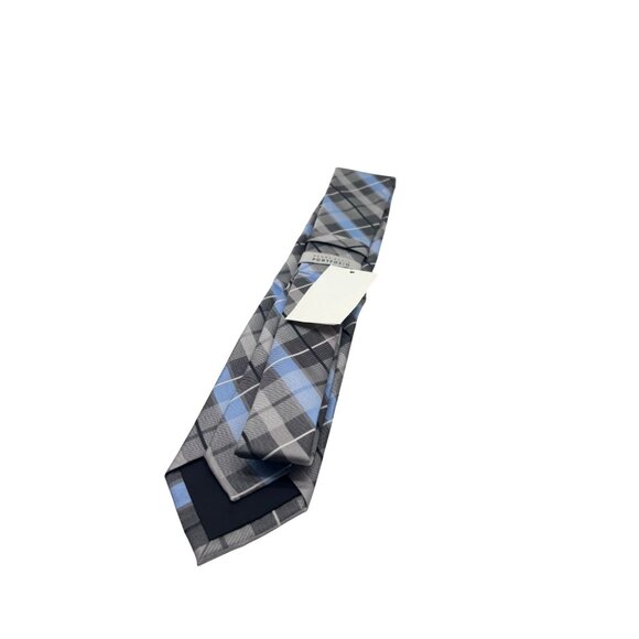 Perry Ellis Portfolio Plaid Silk Necktie, Black (gray), OS - Picture 5 of 7